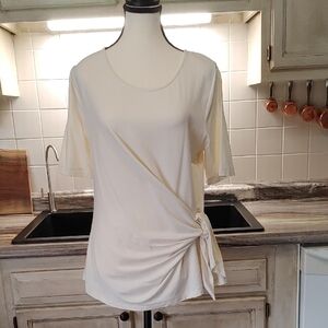 Lands' End Cream Short Sleeve Women's Top